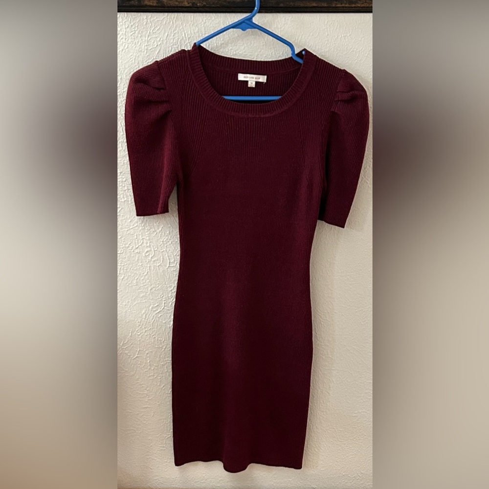 Short Puff Sleeve Sweater Dress